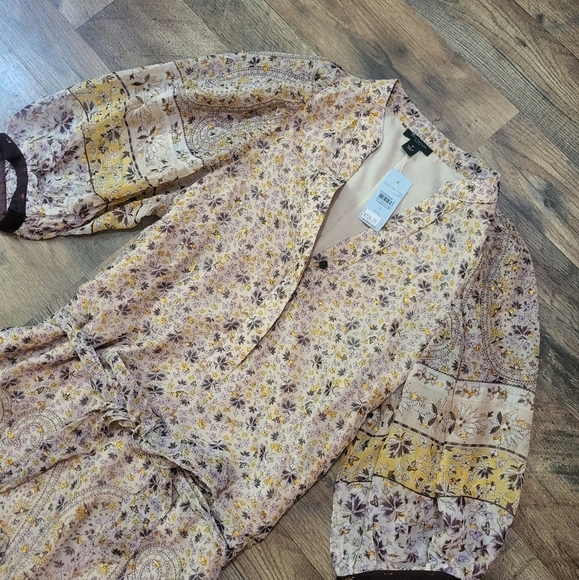 Ann Taylor Pearl Blush Paisley Floral Balloon Sleeve Midi Dress Size Small P - Picture 3 of 10